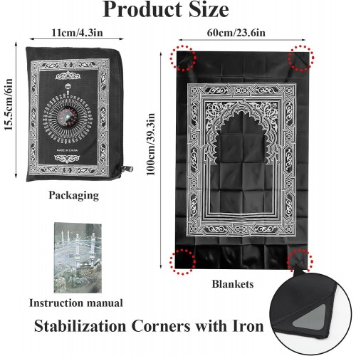 Pocket Size Portable Travel Prayer Mat With Compass