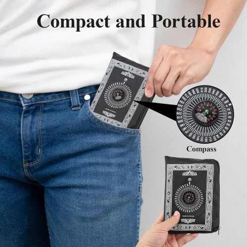 Pocket Size Portable Travel Prayer Mat With Compass