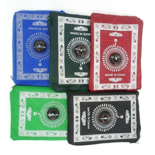 Muslim Pray Pad Portable Islam Pocket Size Prayer Mat with Compass 
