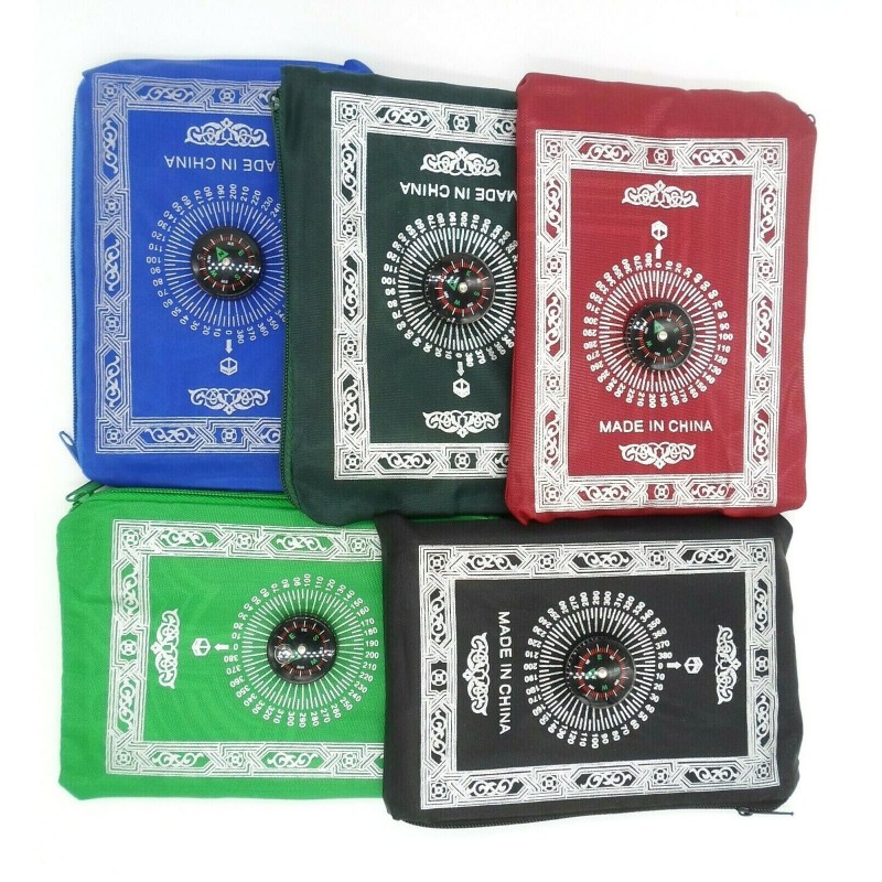 Muslim Pray Pad Portable Islam Pocket Size Prayer Mat with Compass  