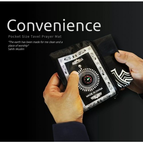Muslim Pray Pad Portable Islam Pocket Size Prayer Mat with Compass 