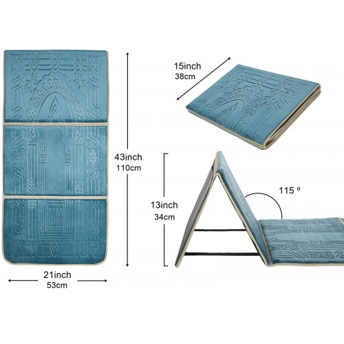  Islamic Thick Padded Soft Foldable Travel Prayer Mat With Back Support  