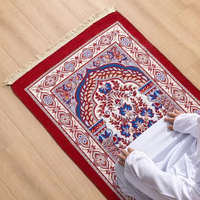 Thick Soft Islamic Weaving Jacquard Prayer Mat 