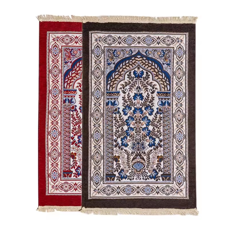 Thick Soft Islamic Weaving Jacquard Prayer Mat 