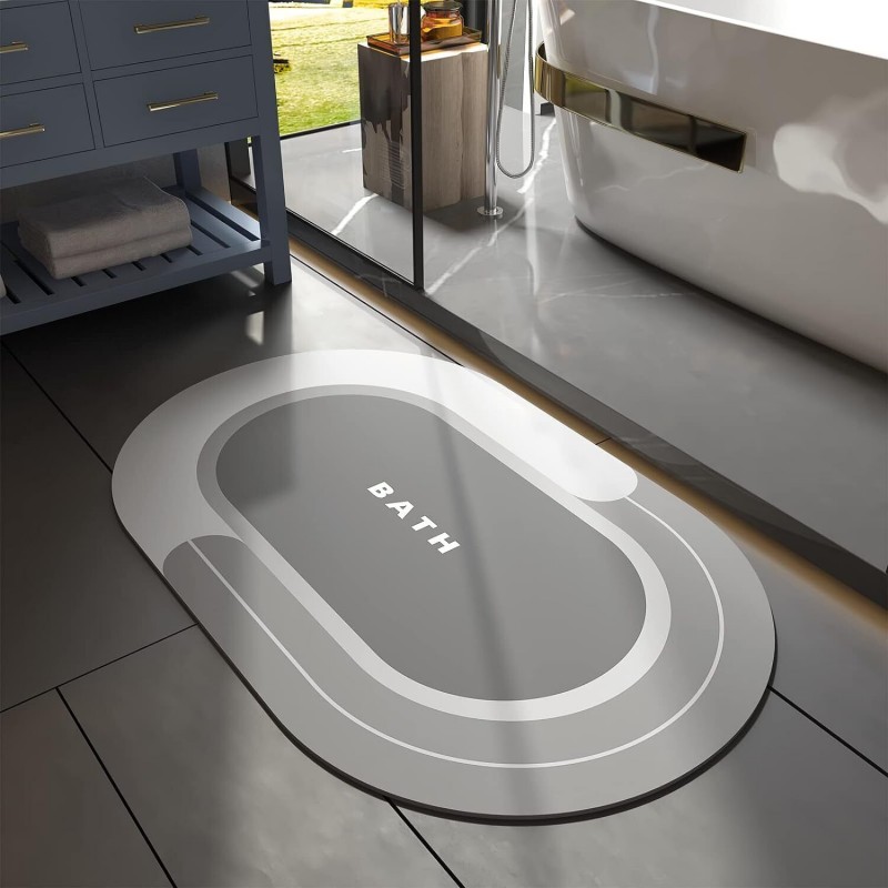  Elliptic Bathroom  Absorbent Non-slip Diatomite Mats