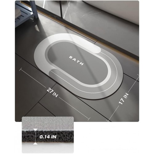  Elliptic Bathroom  Absorbent Non-slip Diatomite Mats