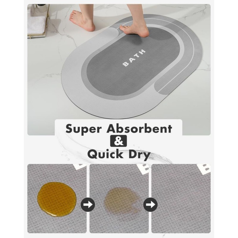  Elliptic Bathroom  Absorbent Non-slip Diatomite Mats 