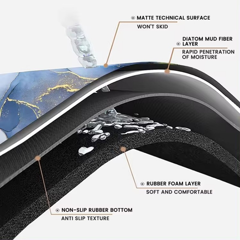 Bathroom Anti Slip  Water Absorbing Diatomite Mat 