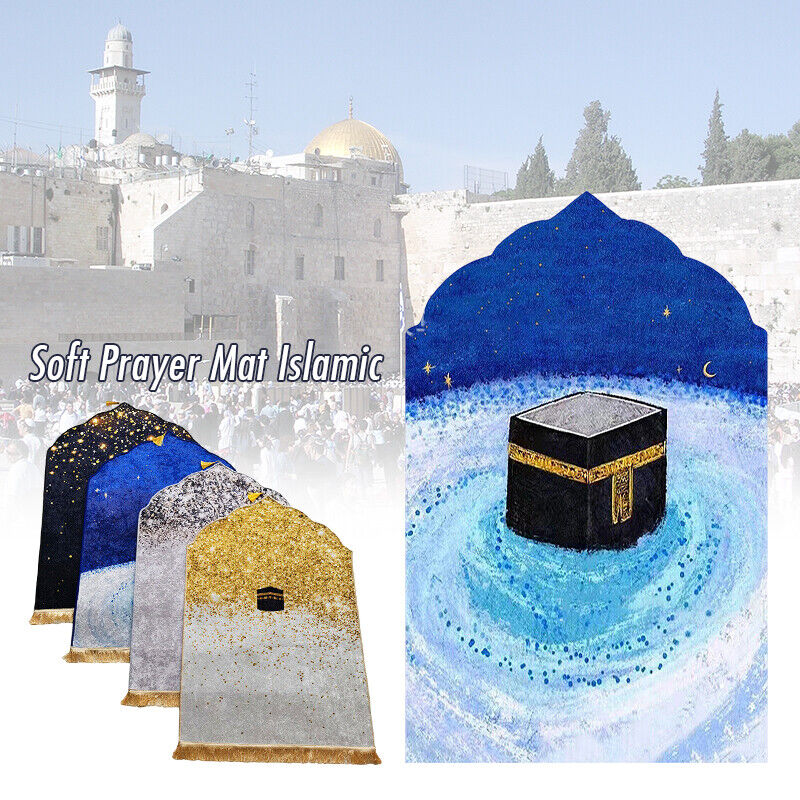 Soft Golden Diamond Velvet Muslim Non-slip Prayer Mat 