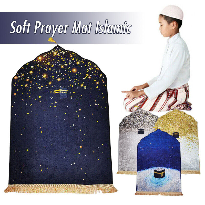 Soft Golden Diamond Velvet Muslim Non-slip Prayer Mat 
