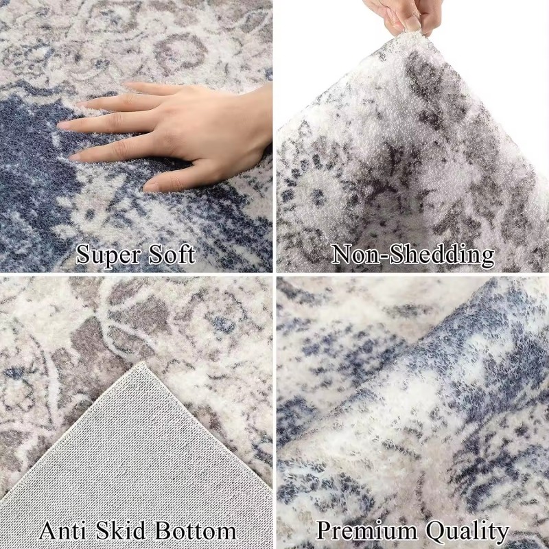  Non Slip Floor Carpet With TPR Backing Washable  Hallway Imitated Cashmere Mat  
