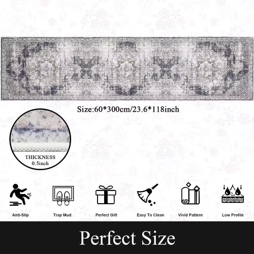  Non Slip Floor Carpet With TPR Backing Washable  Hallway Imitated Cashmere Mat 